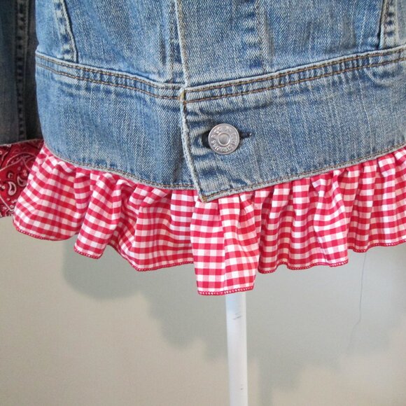 Upcycled Vintage Levi Iconic Type 1 Jean Jacket, American Theme, Reworked Denim - Picture 8 of 14